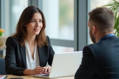 Person participating in a professional mock interview session